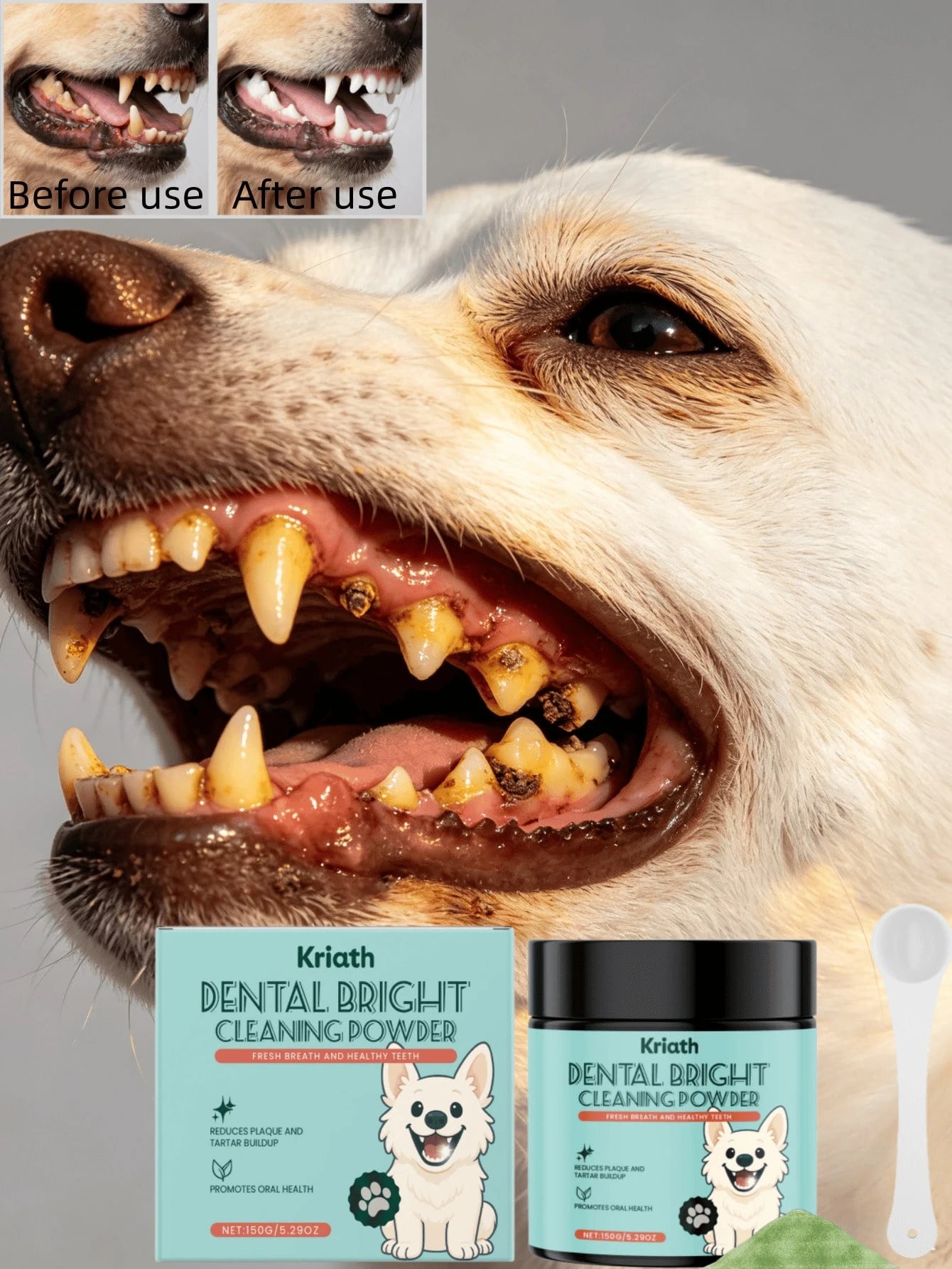 Dog Tooth Cleaning Powder – Daily Dental Care for Fresh Breath & Clean Teeth