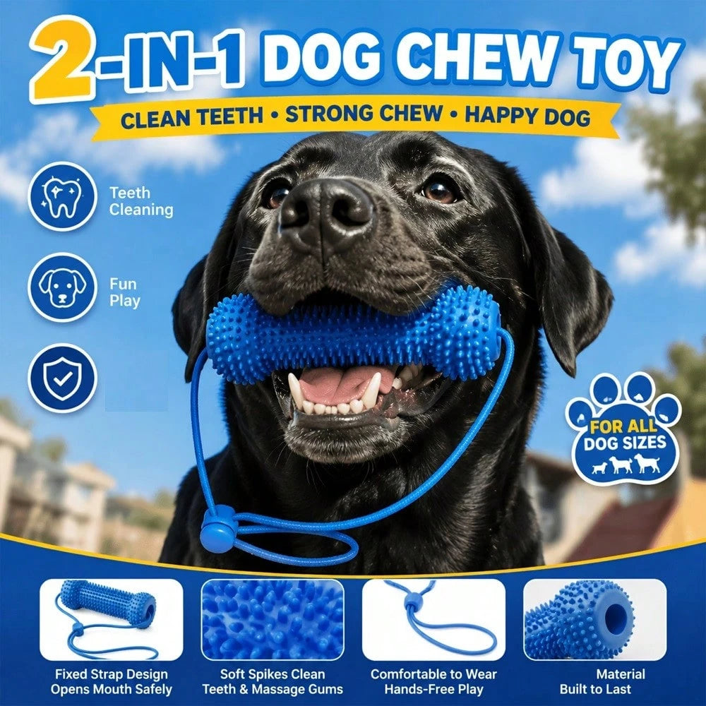 Rope Dog Chew Toy & Toothbrush – Interactive Dental Cleaning Toy