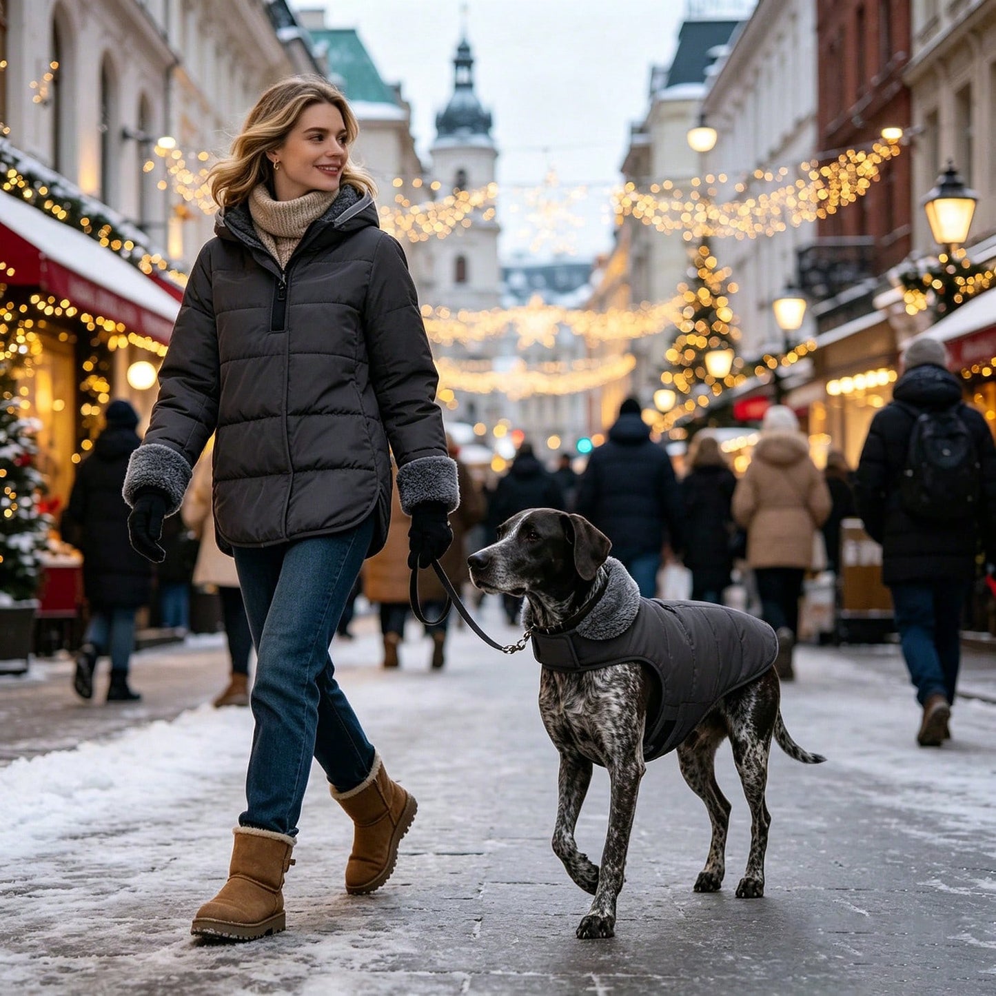Warm Winter Dog Coat with Wool Lining | Windproof Jacket for Medium & Large Dogs
