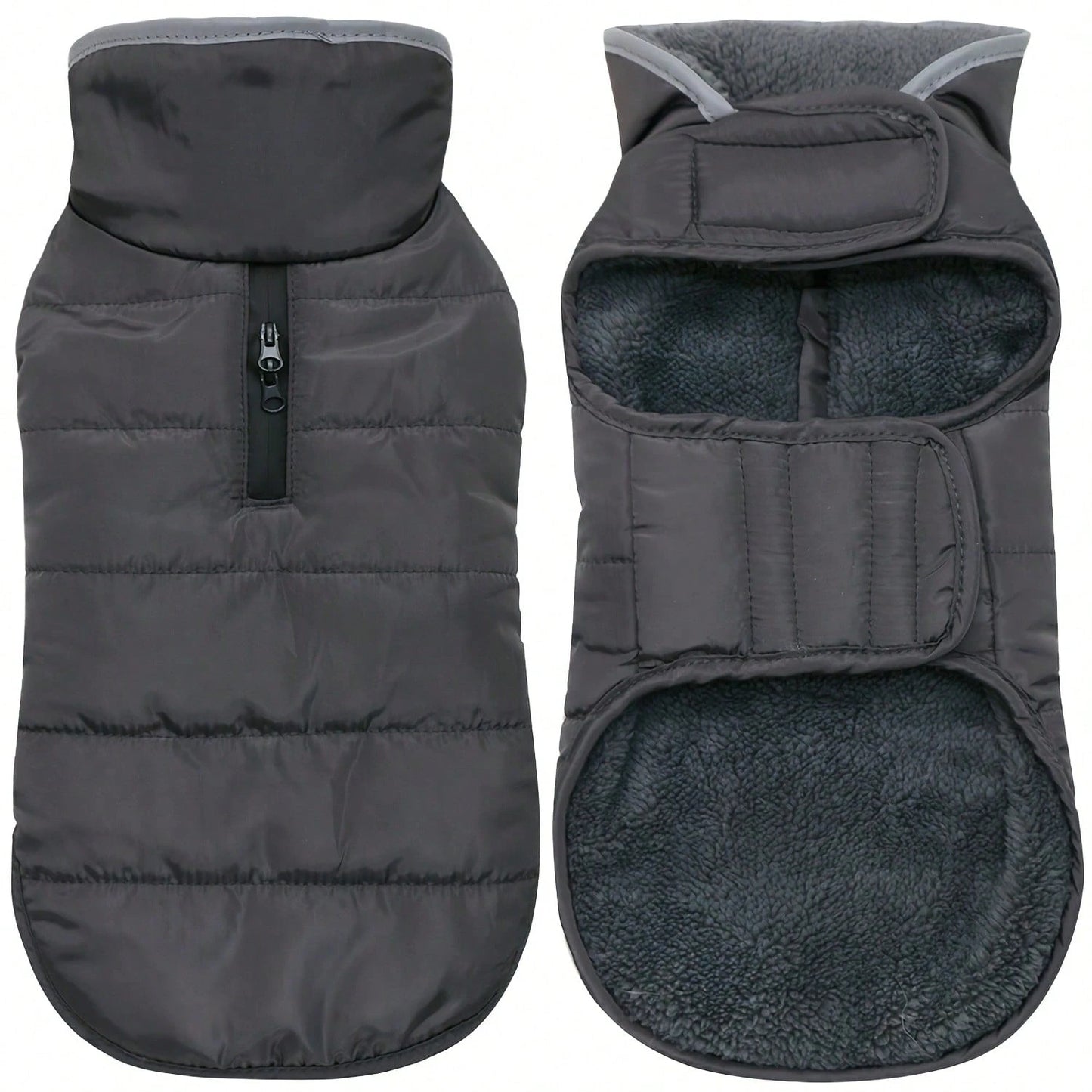 Warm Winter Dog Coat with Wool Lining | Windproof Jacket for Medium & Large Dogs
