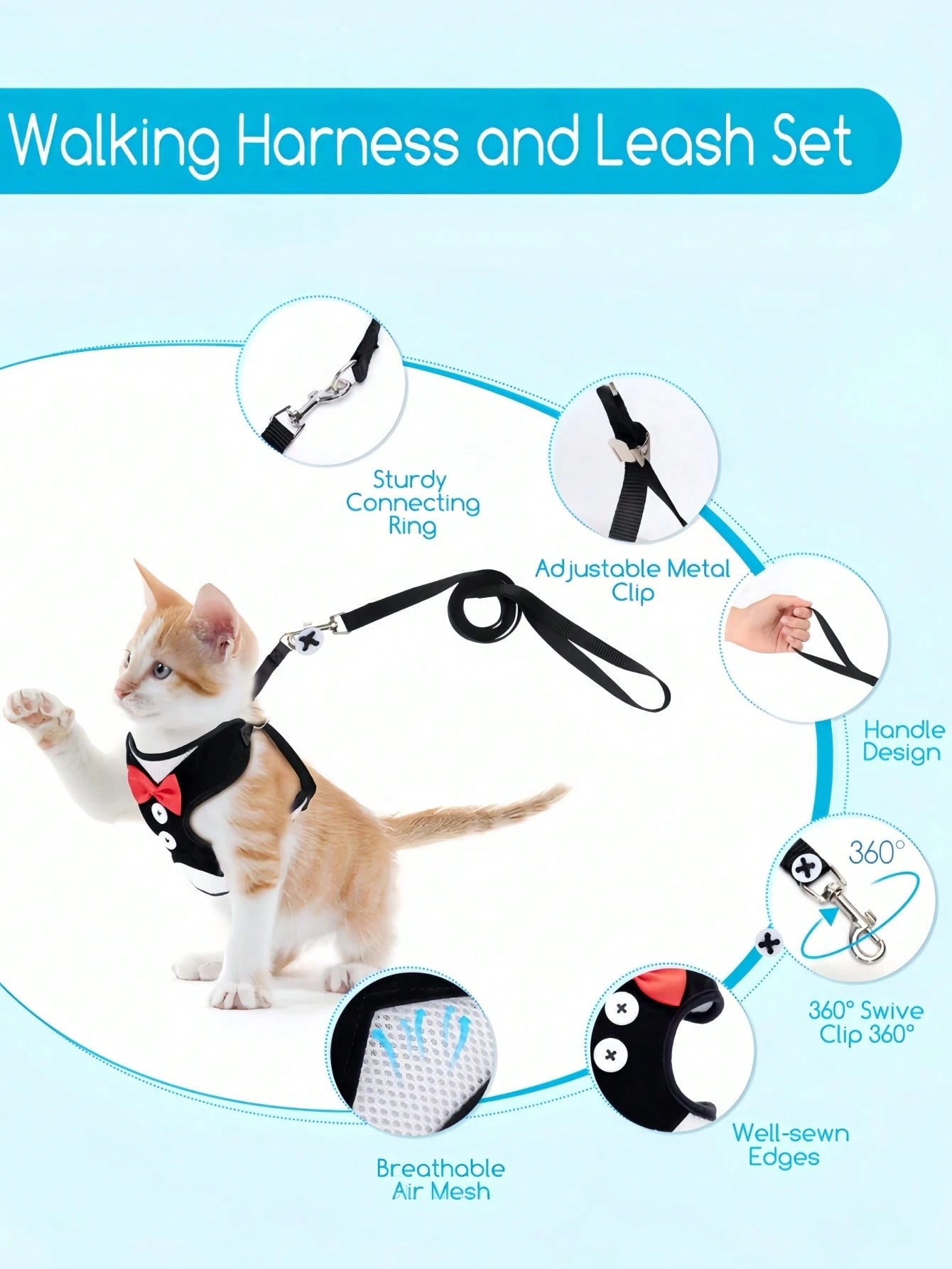 Pet Chest Harness & Leash Set – Adjustable Walking Harness for Small & Medium Dogs
