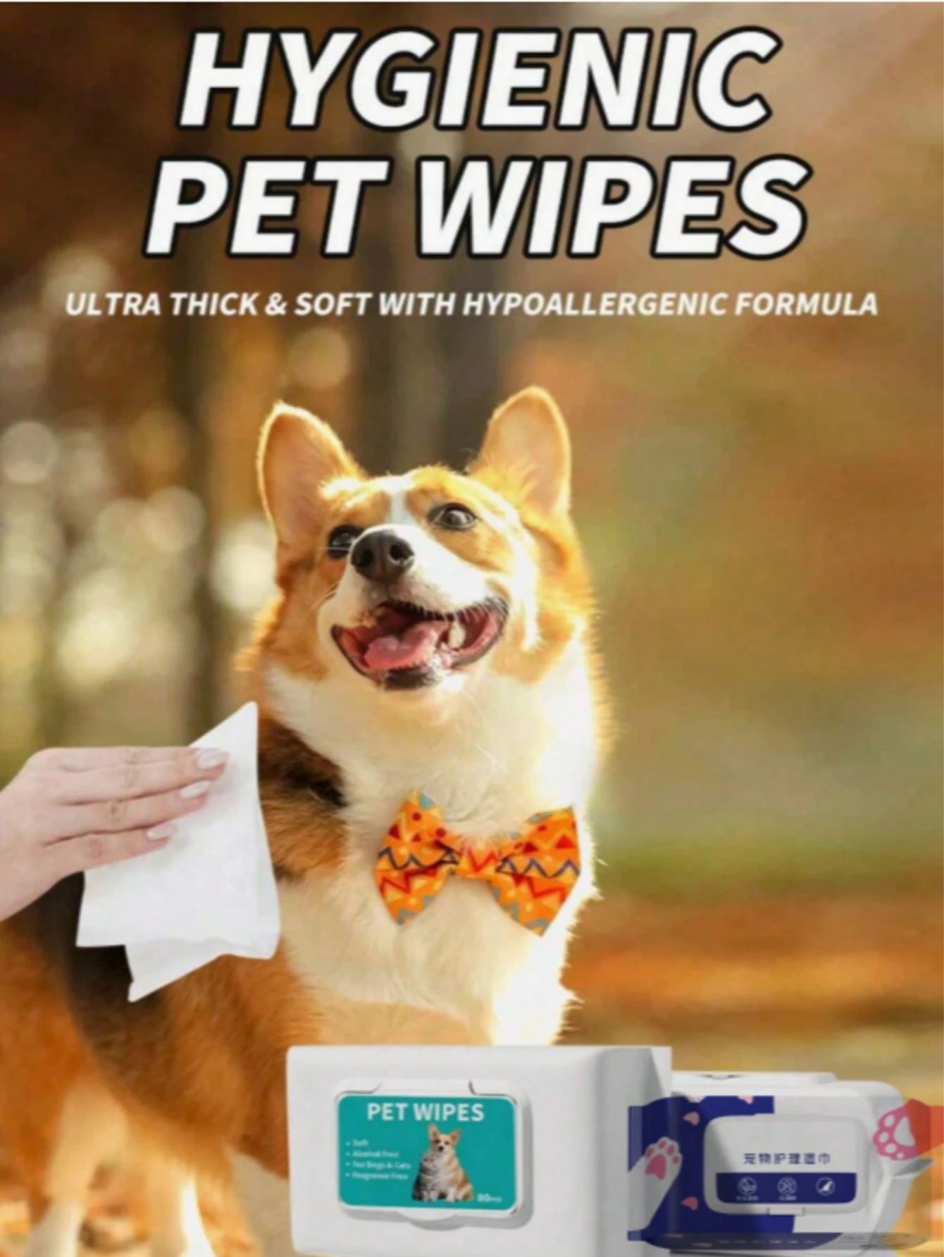 Pet Cleaning Wet Wipes | Alcohol-Free Grooming Wipes for Dogs & Cats (12 pieces per back)