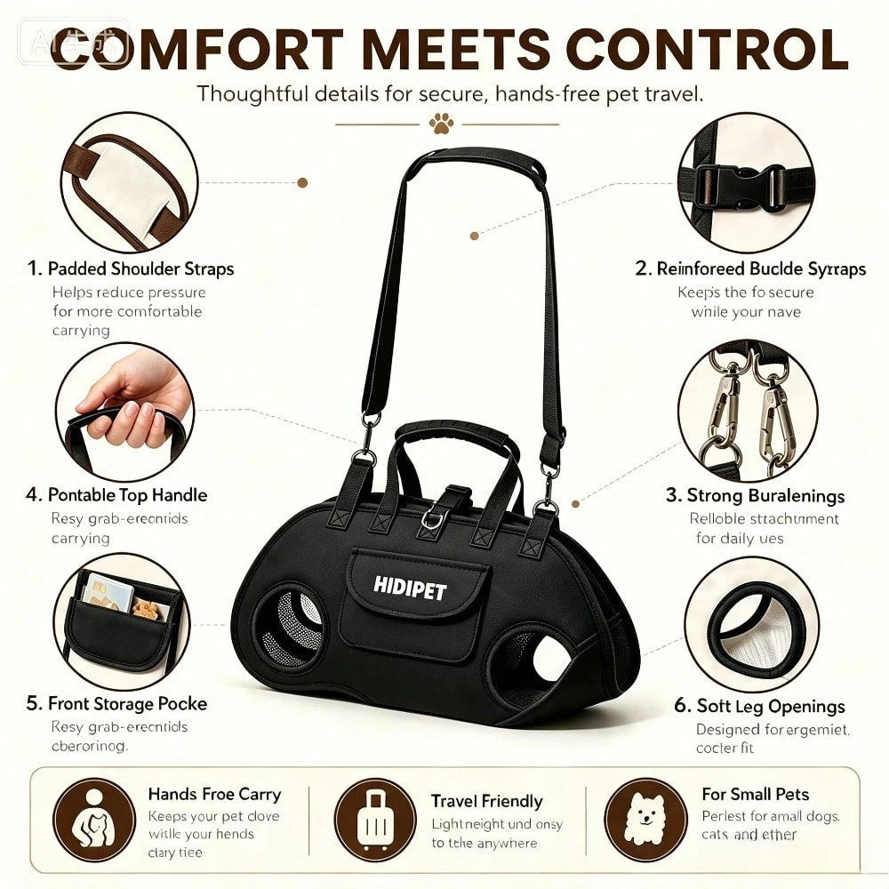 2-Way Pet Carrier Bag for Cats & Small Dogs – Crossbody Travel Bag