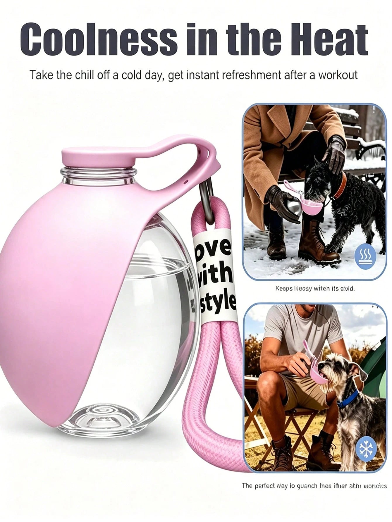 Portable Dog Water Bottle with Foldable Silicone Bowl | Leak-Proof Travel Water Dispenser