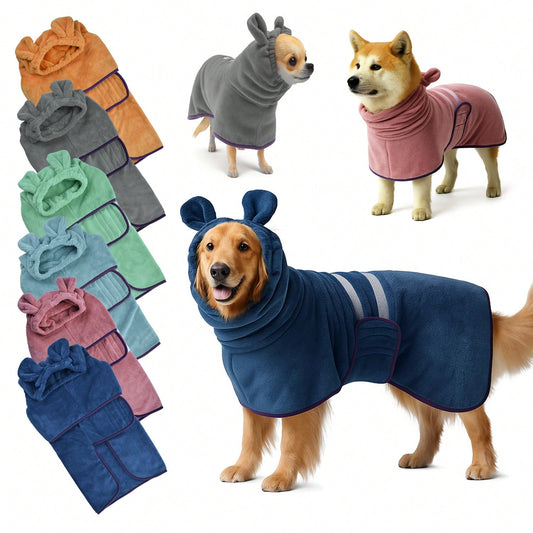 Hooded Dog Bathrobe & Quick-Dry Towel for Dogs & Cats
