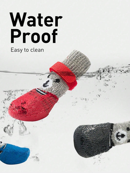 4-Pack Waterproof Non-Slip Pet Socks for Dogs & Cats
