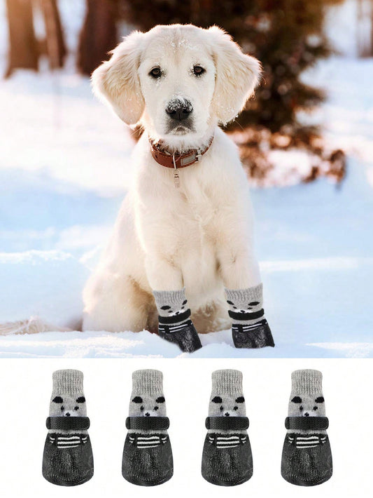 4-Pack Waterproof Non-Slip Pet Socks for Dogs & Cats