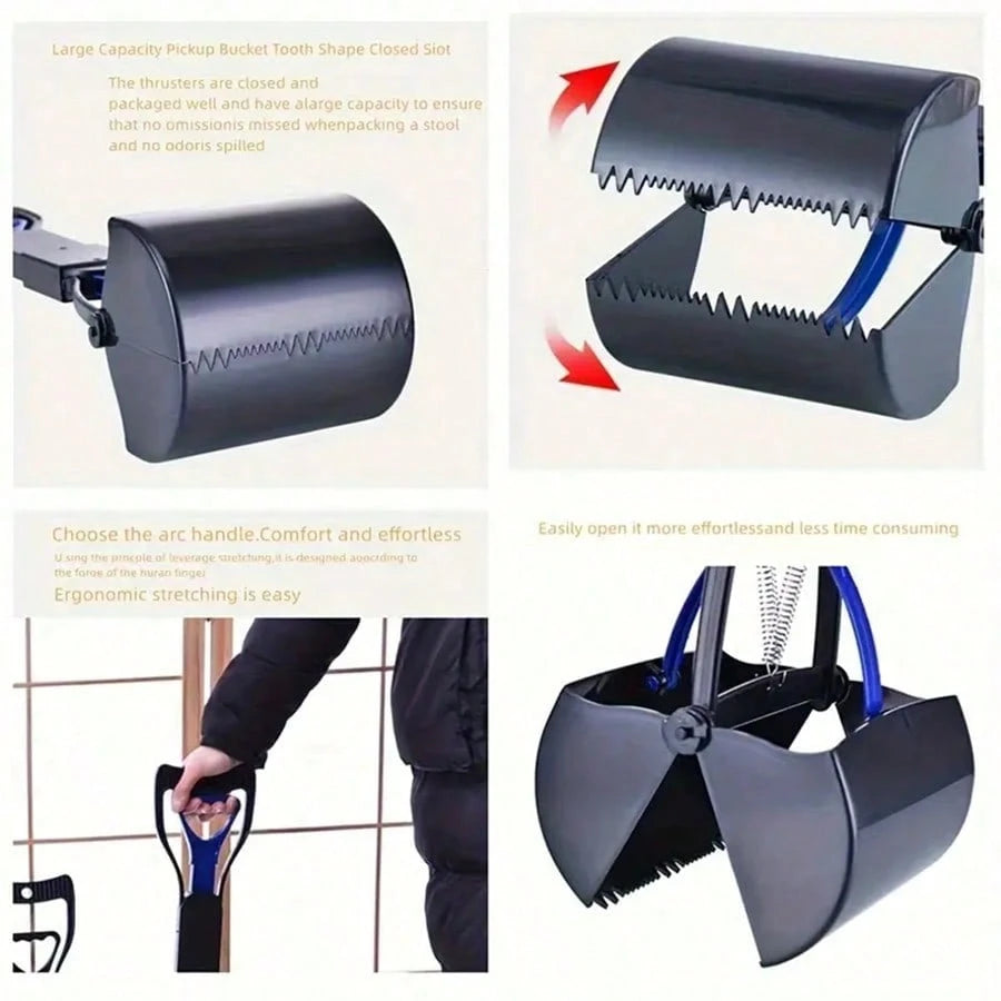 Long Handle Dog Poop Scooper – Foldable, Durable & Portable Pet Waste Cleanup Tool for Dogs