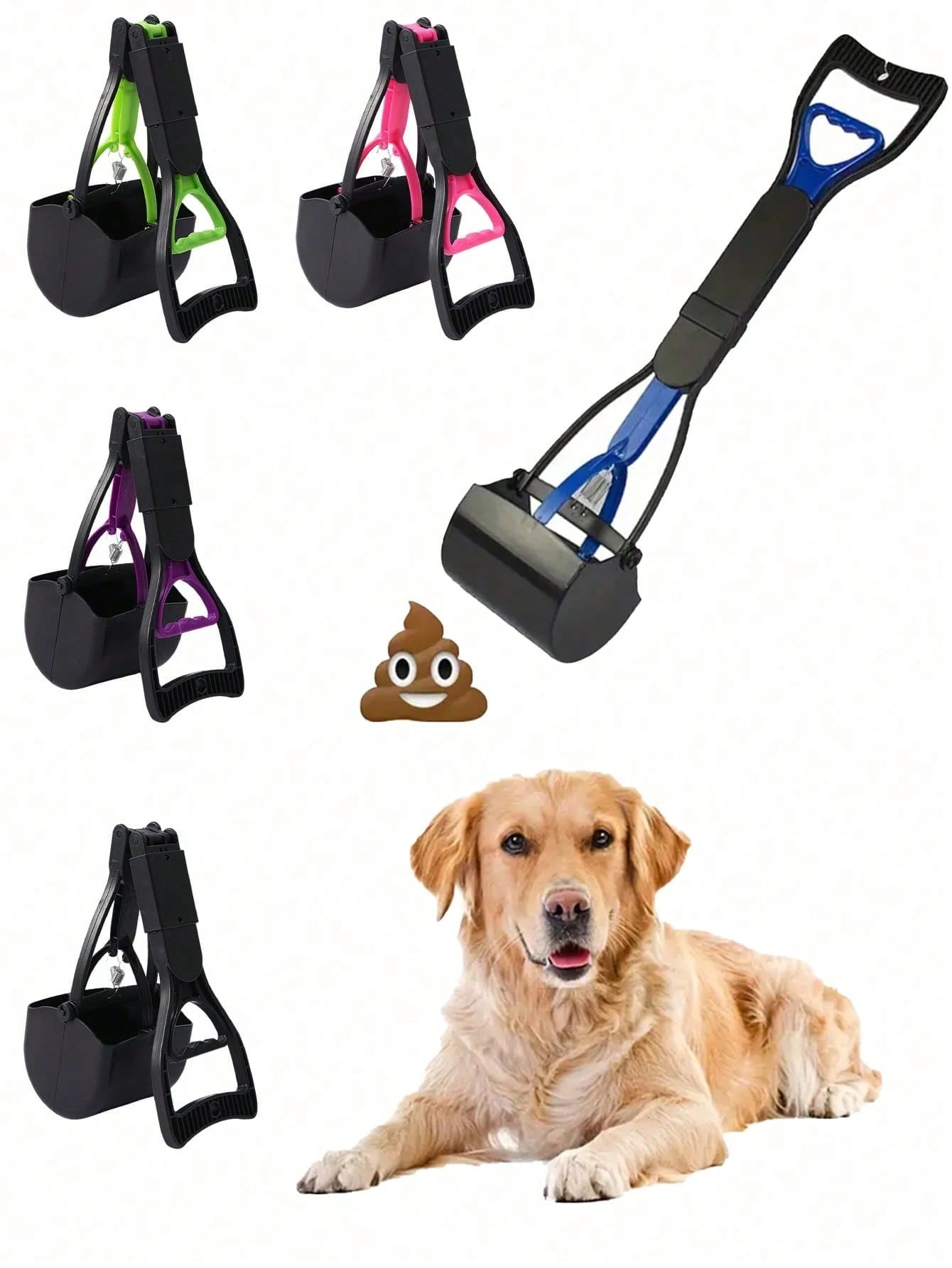 Long Handle Dog Poop Scooper – Foldable, Durable & Portable Pet Waste Cleanup Tool for Dogs