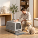 Fully Enclosed Cat Litter Box with Removable Lid and litter shovel | Odor Control