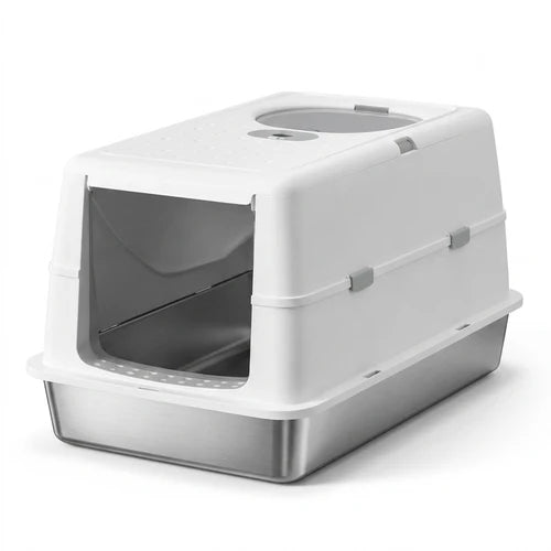 Fully Enclosed Cat Litter Box with Removable Lid and litter shovel | Odor Control