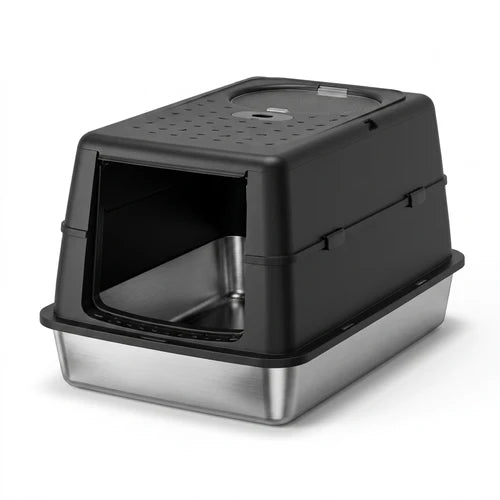 Fully Enclosed Cat Litter Box with Removable Lid and litter shovel | Odor Control