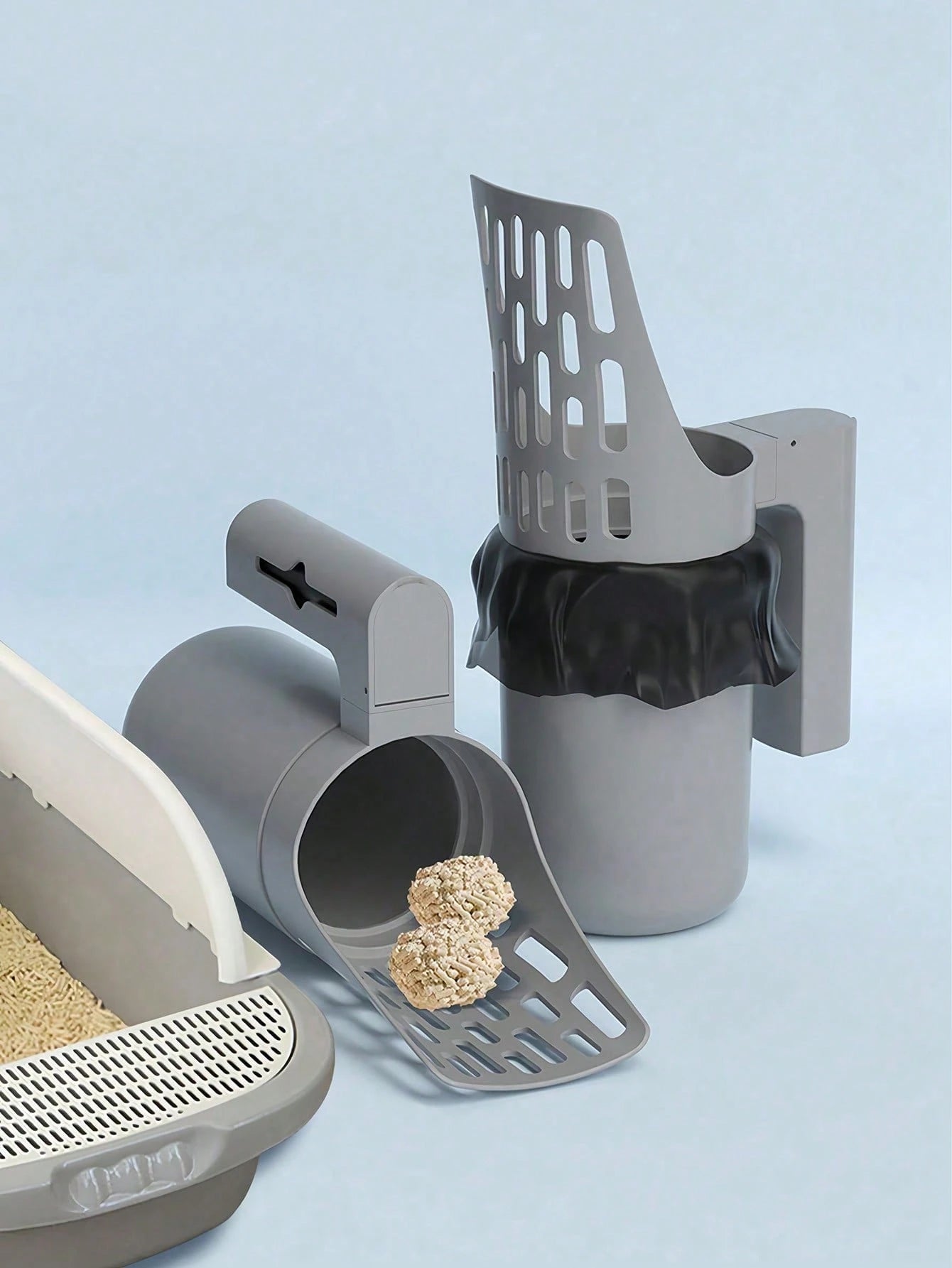 Detachable Cat Litter Scoop with Waste Storage Box & Trash Bags – Large Capacity Durable PP Pet Cleaning Tool