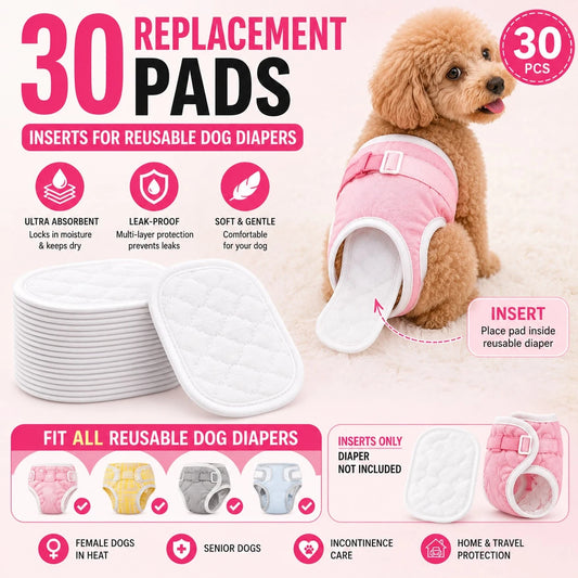 Disposable Female Dog Diapers | Leak-Proof Absorbent Heat Diapers (Pack of 30)