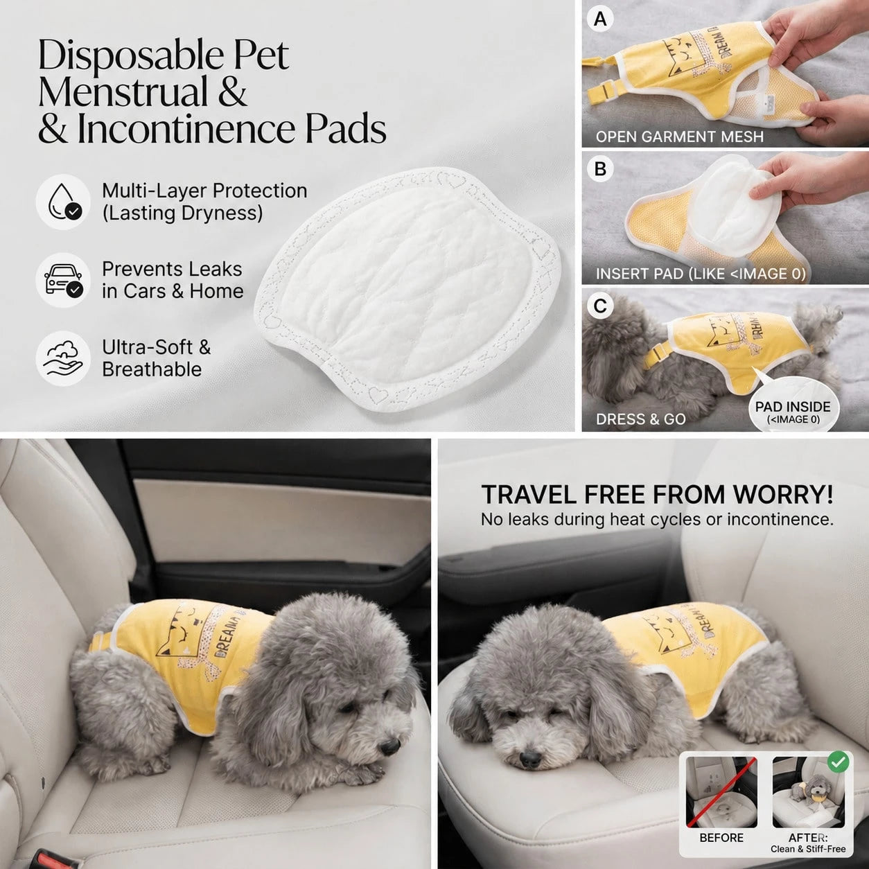 Disposable Female Dog Diapers | Leak-Proof Absorbent Heat Diapers (Pack of 30)