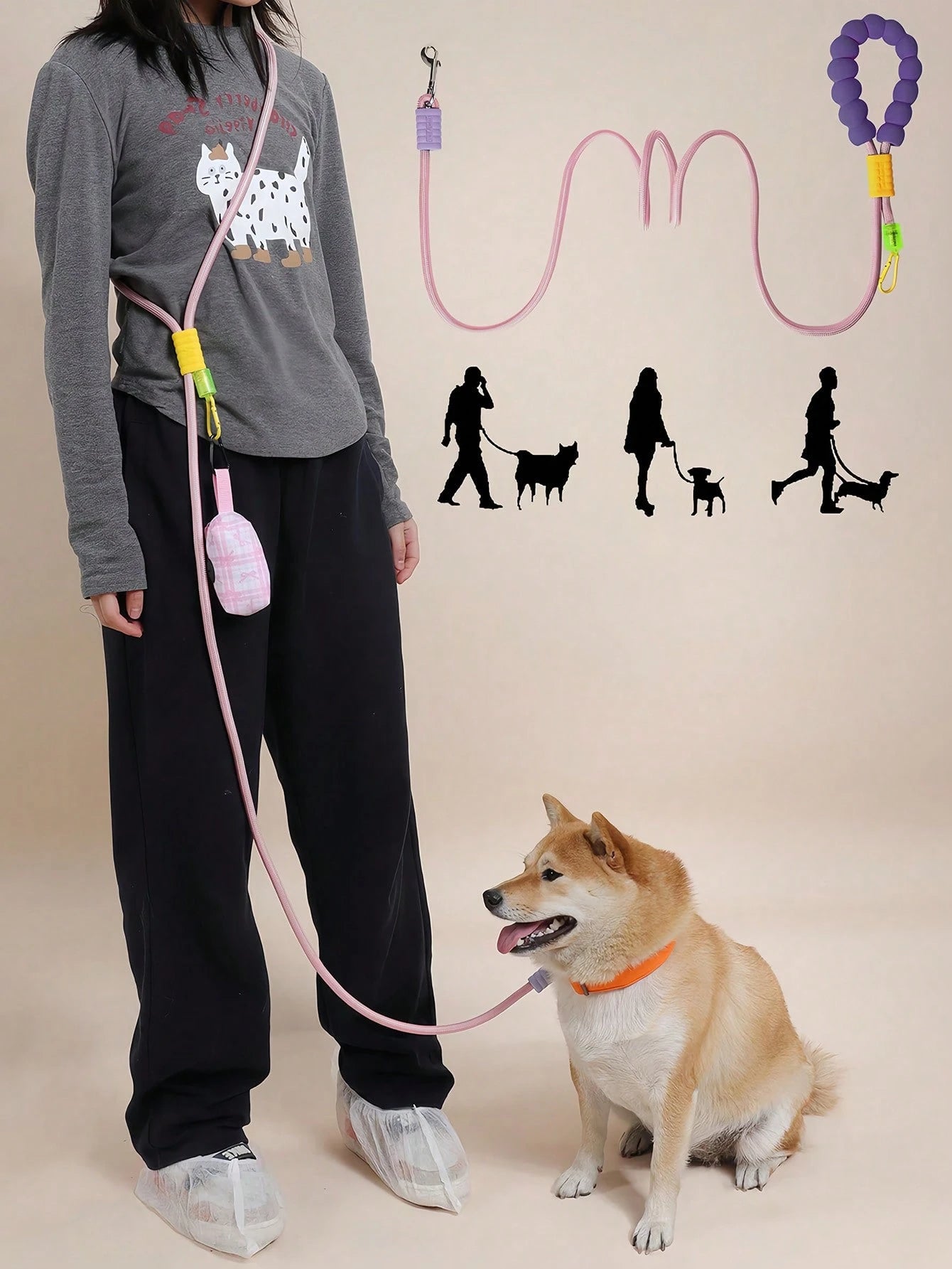 Hands-Free Dog Leash with Adjustable Waist Belt for Walking & Running