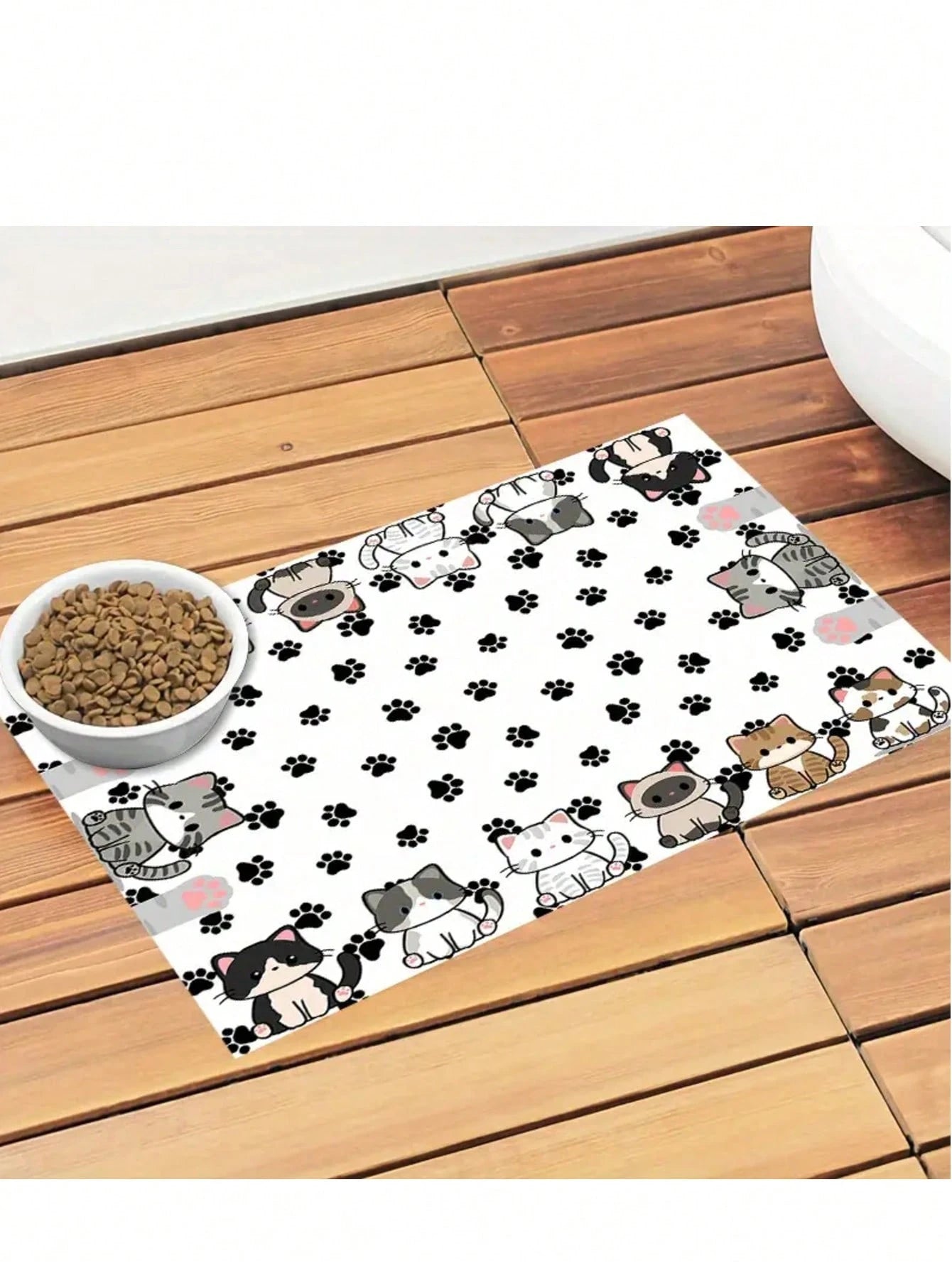 Cute Cat Pet Feeding Mat | Absorbent & Quick-Drying Bowl Mat