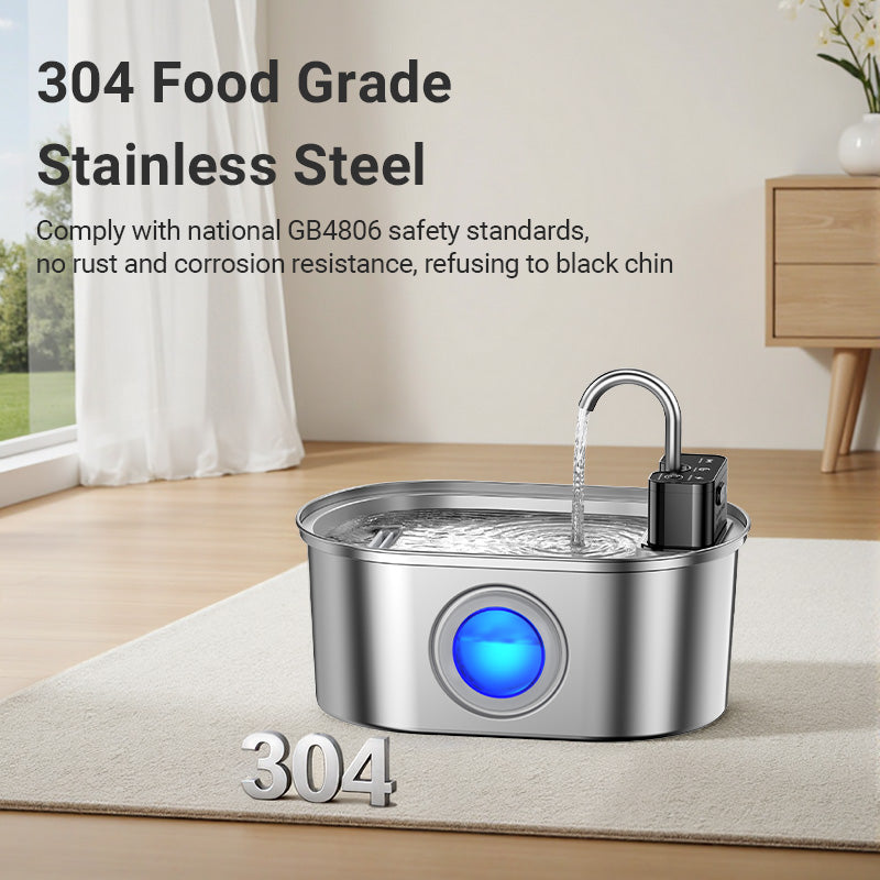 ROJECO Stainless Steel Cat Water Fountain 4000mAh Sensor Dispenser