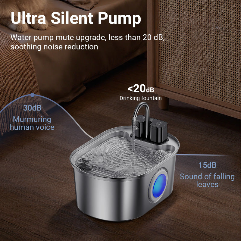 ROJECO Stainless Steel Cat Water Fountain 4000mAh Sensor Dispenser