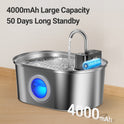 ROJECO Stainless Steel Cat Water Fountain 4000mAh Sensor Dispenser