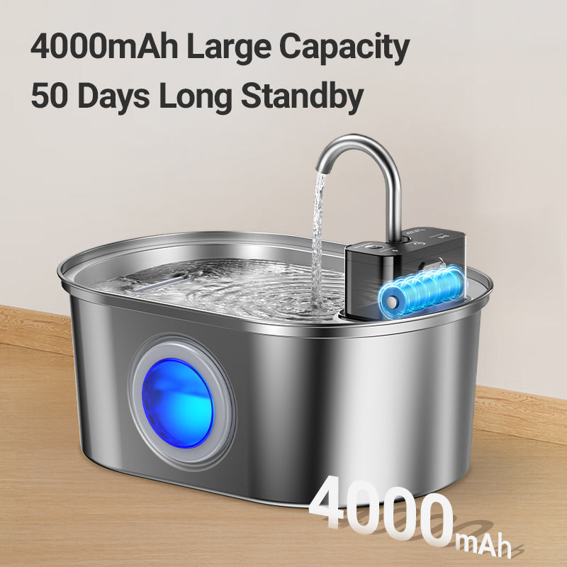 ROJECO Stainless Steel Cat Water Fountain 4000mAh Sensor Dispenser
