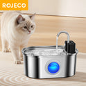 ROJECO Stainless Steel Cat Water Fountain 4000mAh Sensor Dispenser