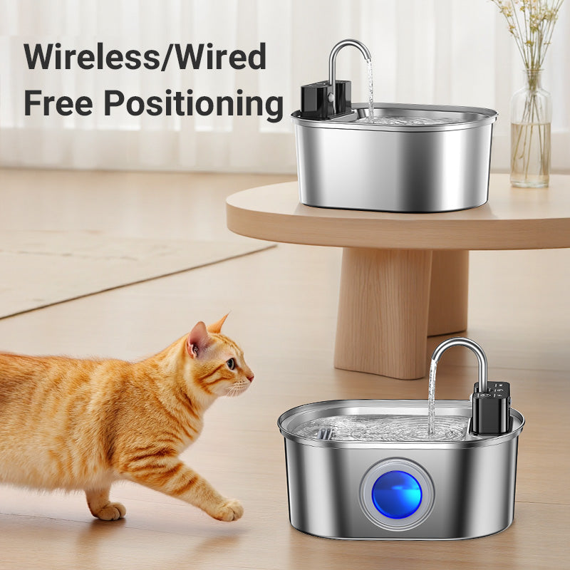 ROJECO Stainless Steel Cat Water Fountain 4000mAh Sensor Dispenser