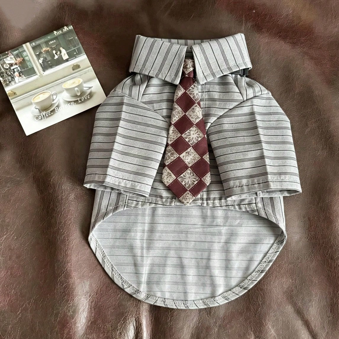 2-Piece Plaid Pet Shirt with Tie for Cats & Small Dogs