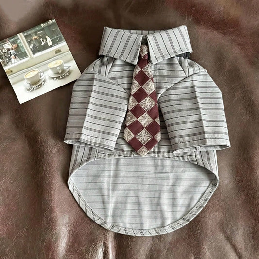 2-Piece Plaid Pet Shirt with Tie for Cats & Small Dogs