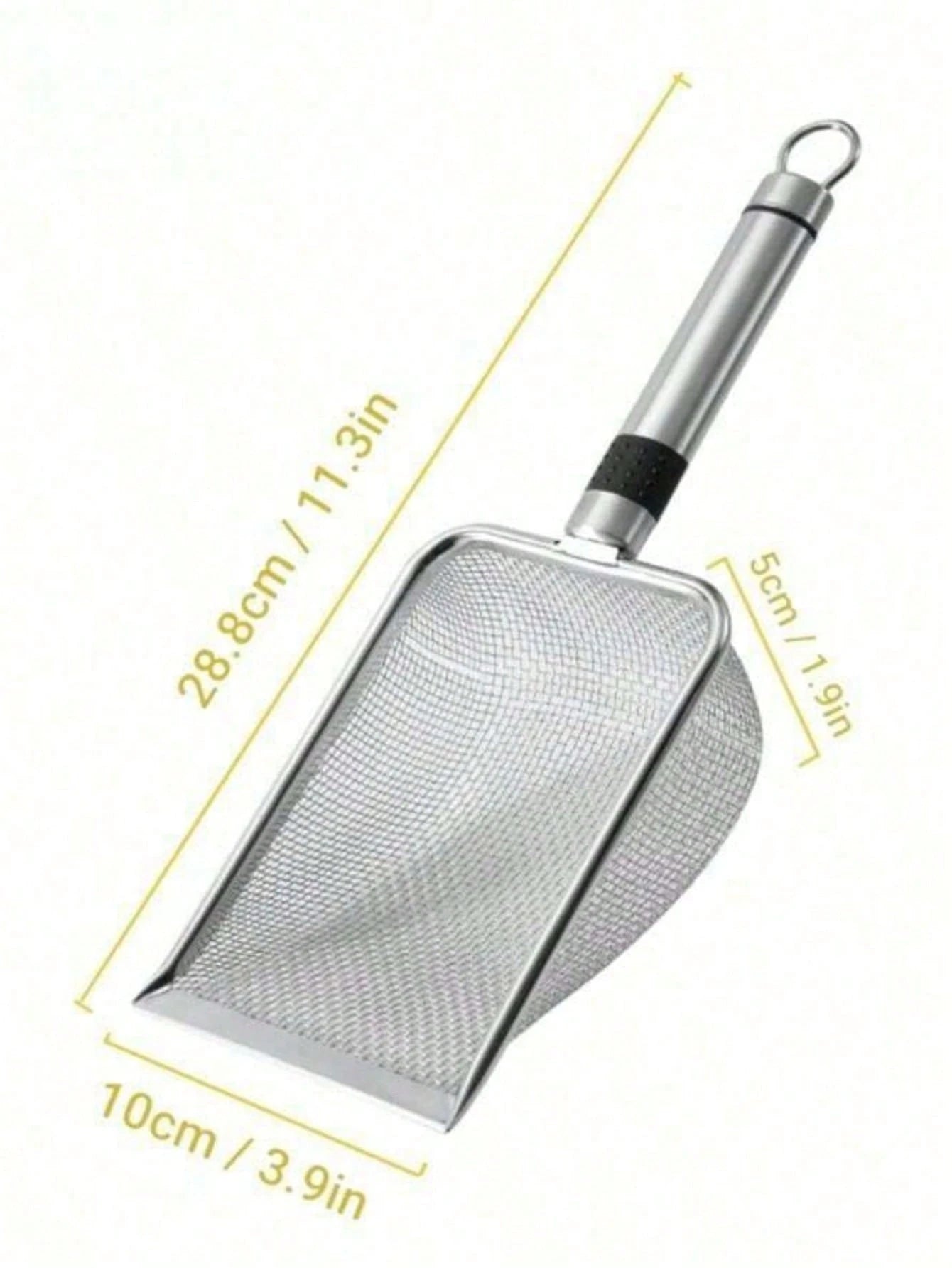 Stainless Steel Cat Litter Scoop – Long Handle Deep Mesh Shovel with Non‑Stick Coating