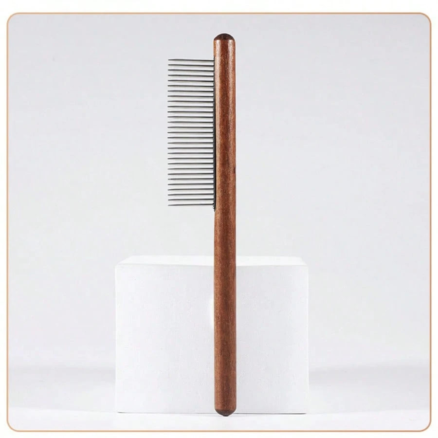 Wooden Pet Grooming Comb | Stainless Steel Dematting Comb
