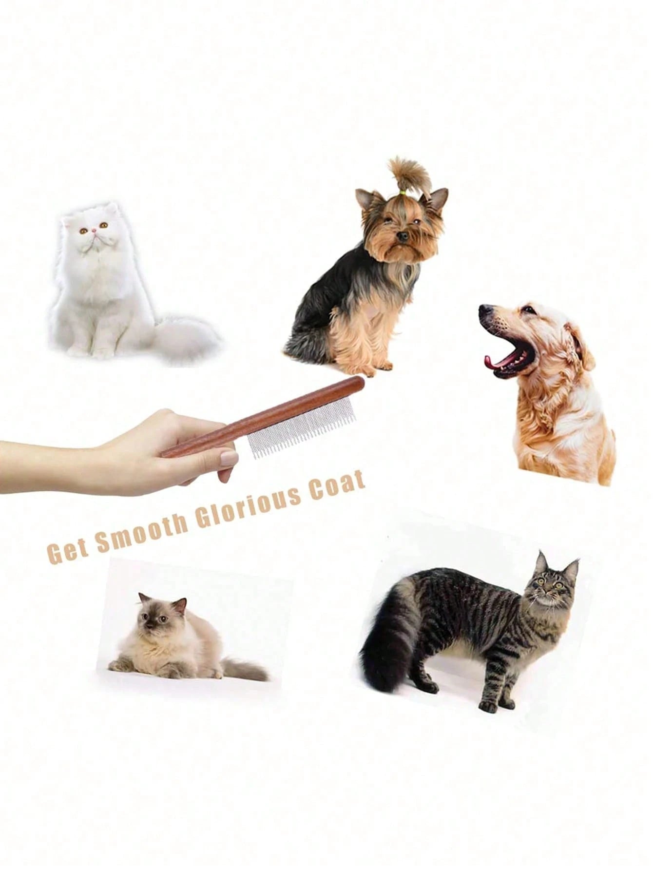 Wooden Pet Grooming Comb | Stainless Steel Dematting Comb