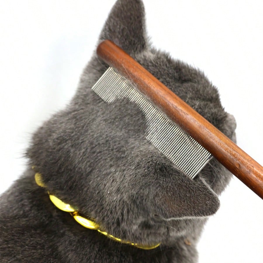 Wooden Pet Grooming Comb | Stainless Steel Dematting Comb