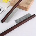 Wooden Pet Grooming Comb | Stainless Steel Dematting Comb