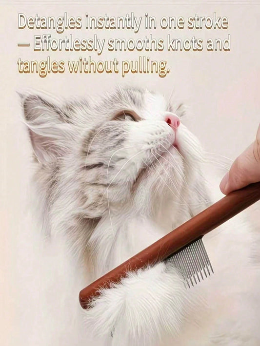 Wooden Pet Grooming Comb | Stainless Steel Dematting Comb