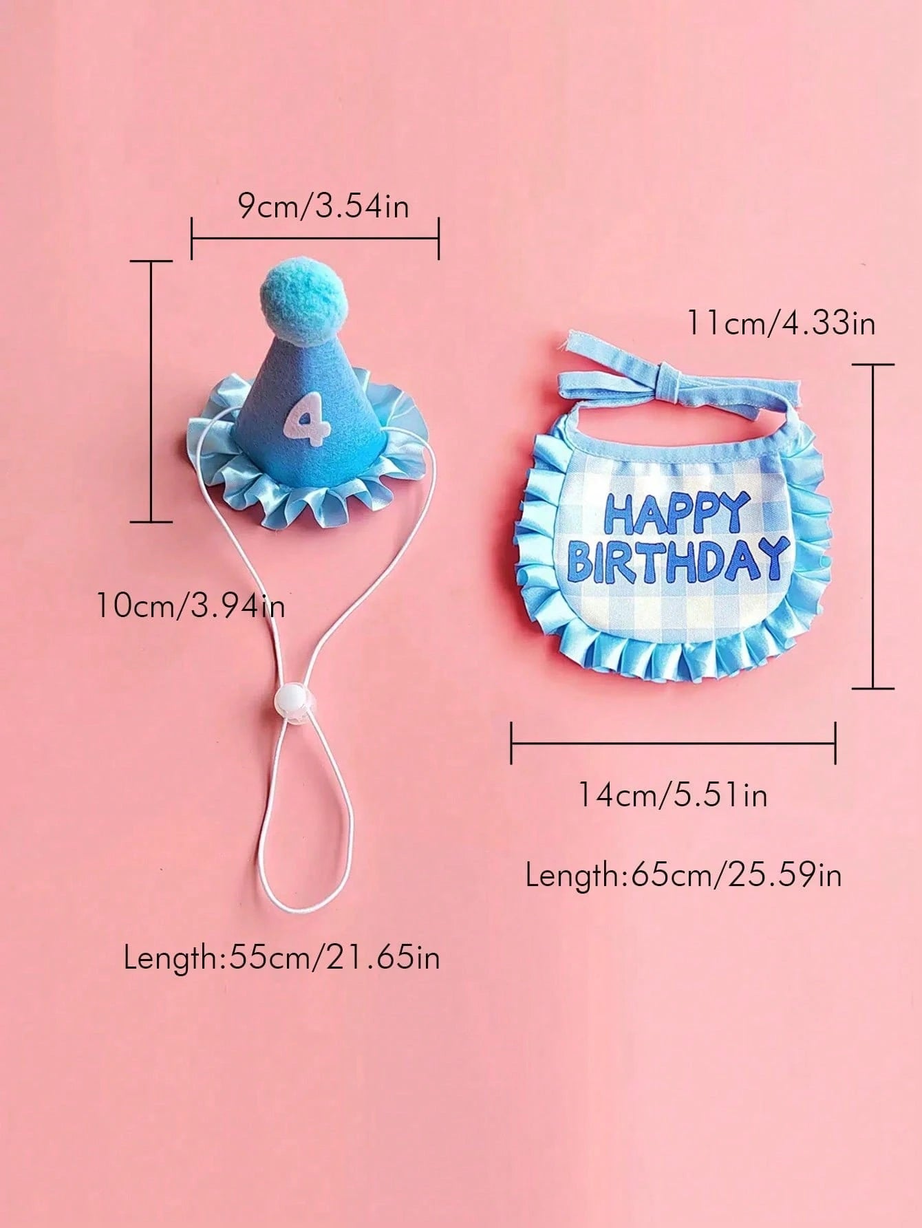 Pet Birthday Hat and Bib Set | Cute Cat & Dog Birthday Party Outfit