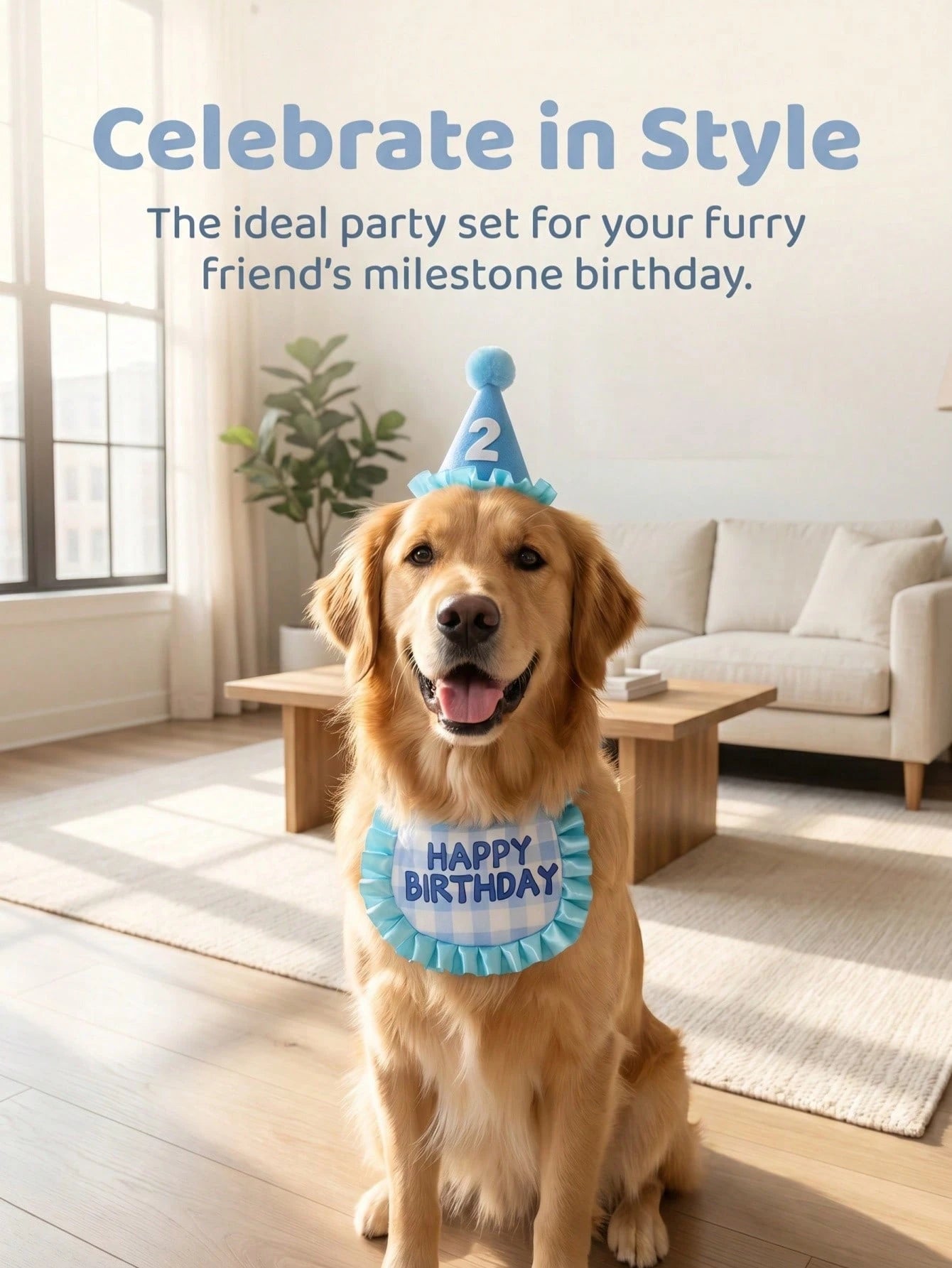 Pet Birthday Hat and Bib Set | Cute Cat & Dog Birthday Party Outfit
