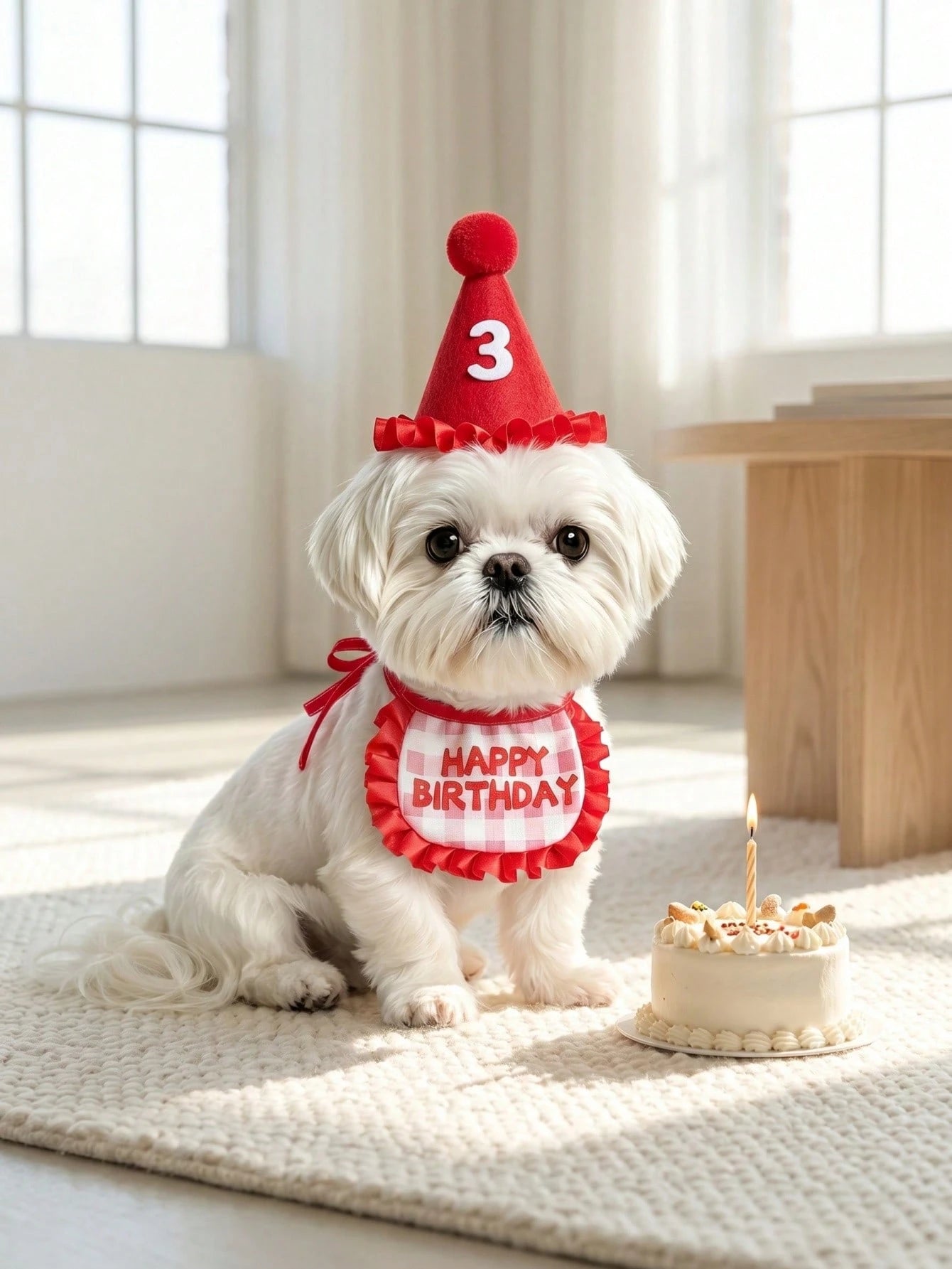 Pet Birthday Hat and Bib Set | Cute Cat & Dog Birthday Party Outfit