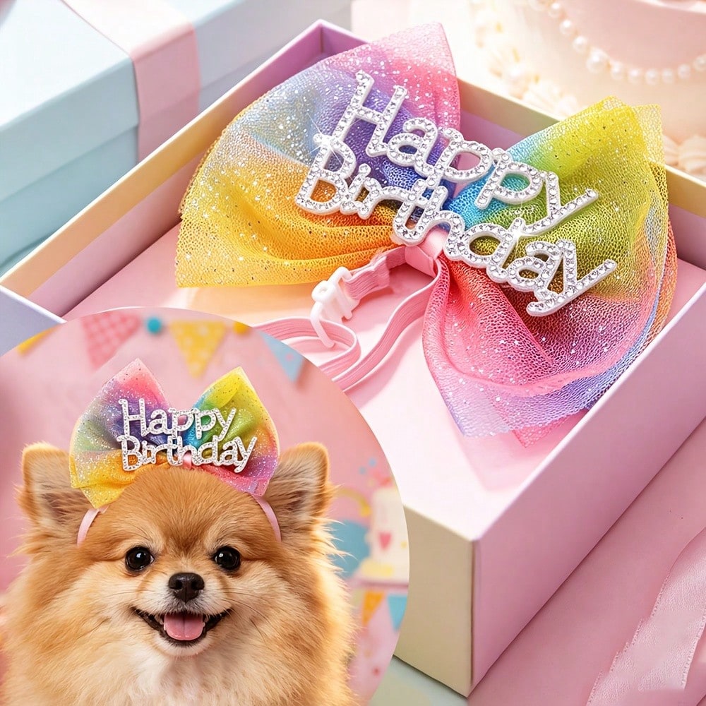 13-Piece Dog Hair Accessories Set – Birthday Bows & Flower Bands