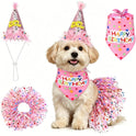 Dog Birthday Dress Set – Tutu Outfit with Hat & Bandana