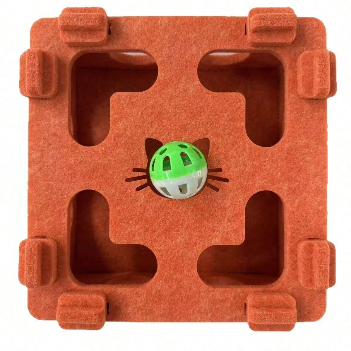 Interactive Felt Cat Puzzle Box with Bell Ball | Indoor Maze Toy for Cats & Kittens