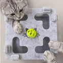 Interactive Felt Cat Puzzle Box with Bell Ball | Indoor Maze Toy for Cats & Kittens