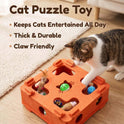 Interactive Felt Cat Puzzle Box with Bell Ball | Indoor Maze Toy for Cats & Kittens