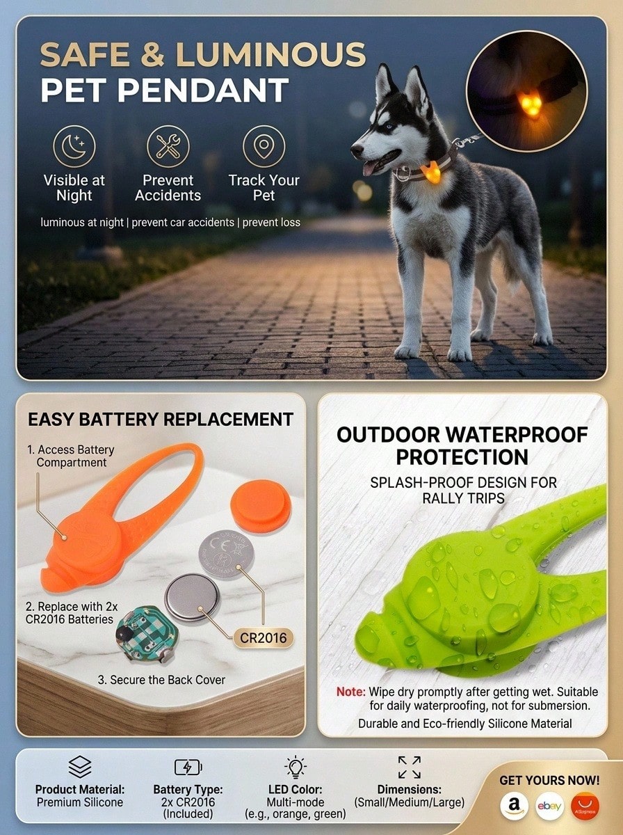 LED Dog Collar Light Waterproof Pet Safety Tag