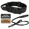 Tactical Dog Collar and Leash Set with Handle – Adjustable Training Collar for Medium & Large Dogs