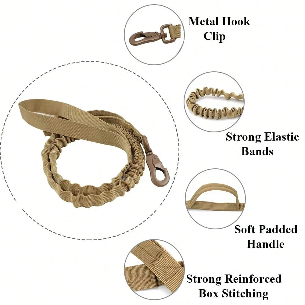 Tactical Dog Collar and Leash Set with Handle – Adjustable Training Collar for Medium & Large Dogs