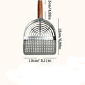Stainless Steel Cat Litter Scoop with Wooden Handle – Deep Bucket Sieve, Anti‑Stick & Anti‑Rust Pet Cleaning Tool