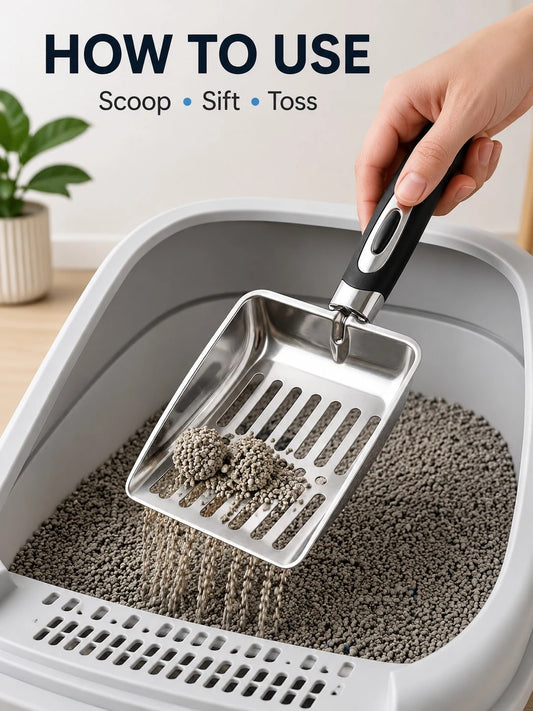 Large Stainless Steel Cat Litter Scoop | Deep Metal Scooper