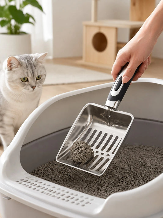 Large Stainless Steel Cat Litter Scoop | Deep Metal Scooper