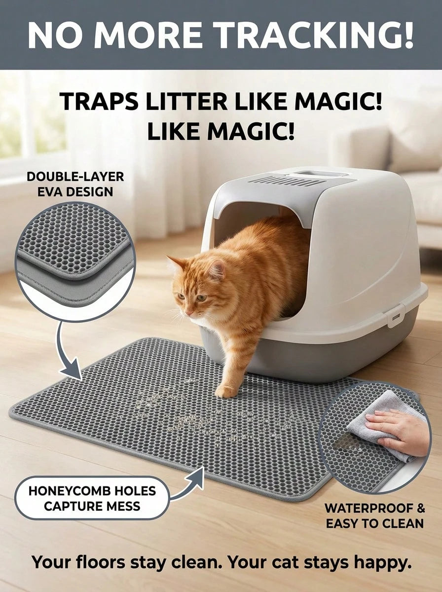 Honeycomb Cat Litter Mat | EVA Anti-Tracking & Waterproof Litter Trap Mat
